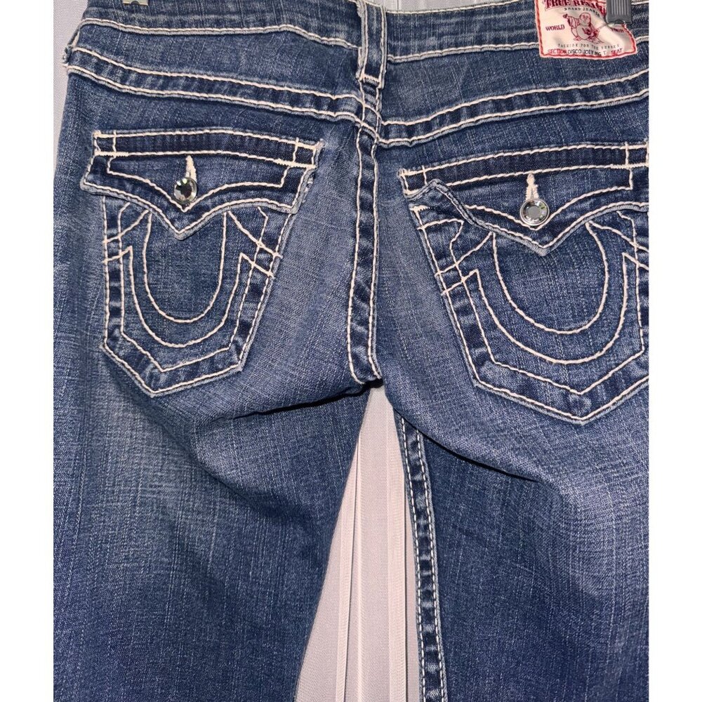 True Religion Womens Distressed Bootcut Jeans Size 28 Made In USA - Picture 9 of 14
